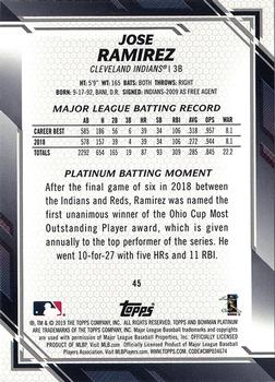 2019 Bowman Platinum #45 Jose Ramirez Back