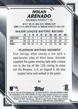 2019 Bowman Platinum #83 Nolan Arenado Back