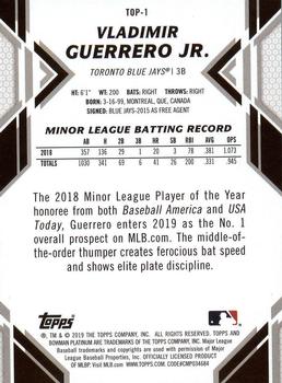 2019 Bowman Platinum - Top Prospects #TOP-1 Vladimir Guerrero Jr. Back