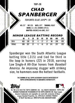 2019 Bowman Platinum - Top Prospects Autographs #TOP-39 Chad Spanberger Back