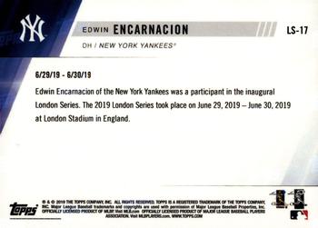 2019 Topps Now New York Yankees London Series #LS-17 Edwin Encarnacion Back