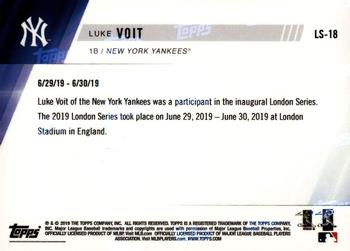 2019 Topps Now New York Yankees London Series #LS-18 Luke Voit Back