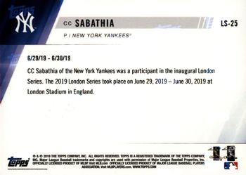 2019 Topps Now New York Yankees London Series #LS-25 CC Sabathia Back