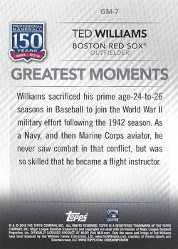 2019 Topps - 150 Years of Professional Baseball - Greatest Moments Green #GM-7 Ted Williams Back