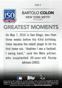 2019 Topps - 150 Years of Professional Baseball - Greatest Moments Green #GM-9 Bartolo Colon Back