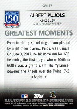 2019 Topps - 150 Years of Professional Baseball - Greatest Moments Green #GM-17 Albert Pujols Back