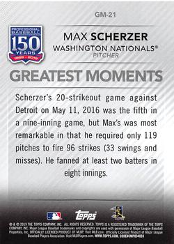 2019 Topps - 150 Years of Professional Baseball - Greatest Moments Green #GM-21 Max Scherzer Back