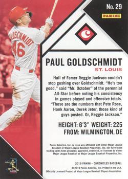 2019 Panini Chronicles #29 Paul Goldschmidt Back