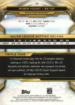 2019 Topps Triple Threads #30 Robin Yount Back