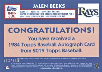 2019 Topps - 1984 Topps Baseball 35th Anniversary Rookies Autographs 150th Anniversary #84R-JBE Jalen Beeks Back