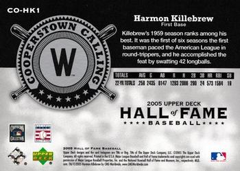 2005 Upper Deck Hall of Fame - Cooperstown Calling Silver #CO-HK1 Harmon Killebrew Back