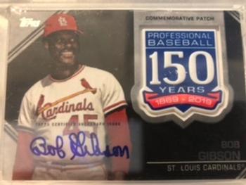 2019 Topps - 150th Anniversary Commemorative Patches Autographs (Series Two) #AMP-BG Bob Gibson Front