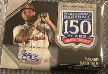 2019 Topps - 150th Anniversary Commemorative Patches Autographs (Series Two) #AMP-YM Yadier Molina Front