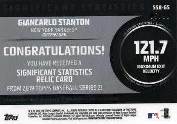 2019 Topps - Significant Statistics Relics #SSR-GS Giancarlo Stanton Back