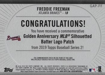 2019 Topps - MLB Logo Golden Anniversary Manufactured Patch #GAP-FF Freddie Freeman Back