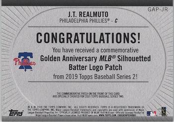 2019 Topps - MLB Logo Golden Anniversary Manufactured Patch #GAP-JR J.T. Realmuto Back