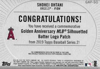 2019 Topps - MLB Logo Golden Anniversary Manufactured Patch #GAP-SO Shohei Ohtani Back
