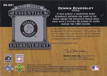 2005 Upper Deck Hall of Fame - Essential Enshrinement Autograph Silver #EE-DE1 Dennis Eckersley Back