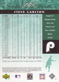 2005 Upper Deck Hall of Fame - Green #70 Steve Carlton Back