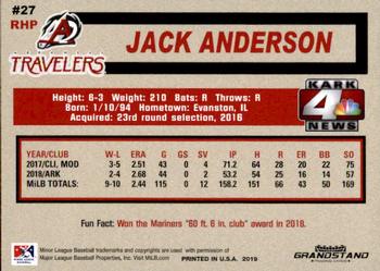 2019 Grandstand Arkansas Travelers #NNO Jack Anderson Back