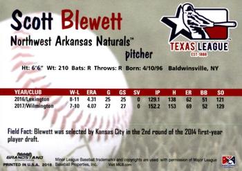 2018 Grandstand Texas League Top Prospects #NNO Scott Blewett Back