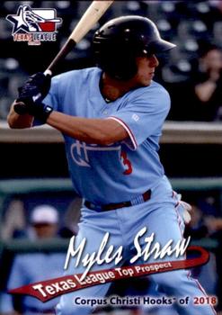2018 Grandstand Texas League Top Prospects #NNO Myles Straw Front