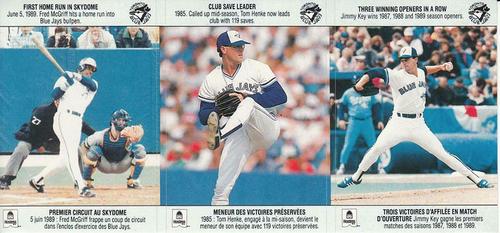1990 Hostess Blue Jays Stickers #NNO First HR in Skydome / Club Save Ldr / 3 Winning Openers in a Row Front