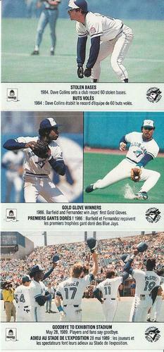 1990 Hostess Blue Jays Stickers #NNO Stolen Bases / Gold Glove Winners / Goodbye to Exhibition Stadium Front