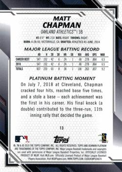 2019 Bowman Platinum - Blue #13 Matt Chapman Back