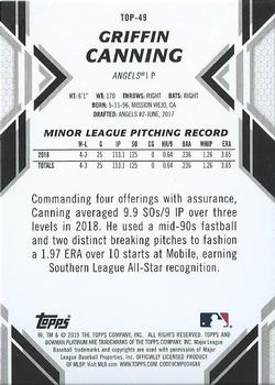 2019 Bowman Platinum - Top Prospects Ice #TOP-49 Griffin Canning Back