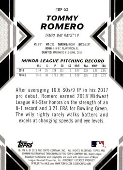2019 Bowman Platinum - Top Prospects Ice #TOP-53 Tommy Romero Back