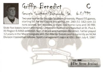 2007 Keene Swamp Bats #NNO Griffin Benedict Back