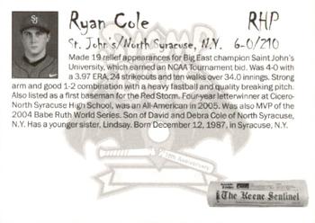2007 Keene Swamp Bats #NNO Ryan Cole Back