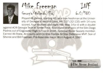2007 Keene Swamp Bats #NNO Mike Freeman Back