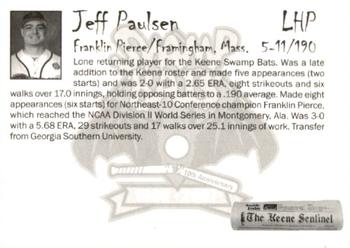 2007 Keene Swamp Bats #NNO Jeff Paulsen Back