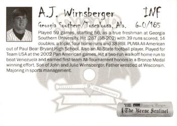 2007 Keene Swamp Bats #NNO A.J. Wirnsberger Back