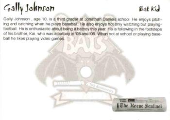 2007 Keene Swamp Bats #NNO Gally Johnson Back