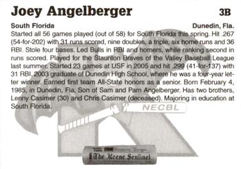 2006 Keene Swamp Bats #NNO Joey Angelberger Back