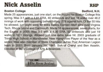 2006 Keene Swamp Bats #NNO Nick Asselin Back