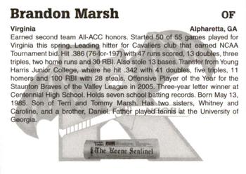2006 Keene Swamp Bats #NNO Brandon Marsh Back