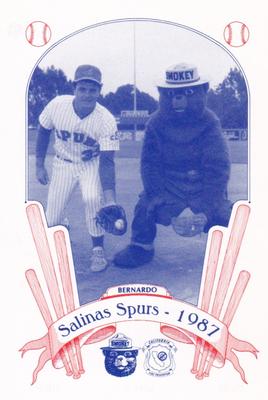 1987 Salinas Spurs Smokey #13 Bob Bernardo Front
