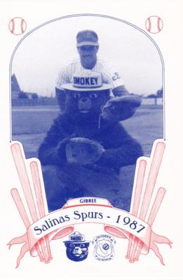 1987 Salinas Spurs Smokey #20 Robert Gibree Front