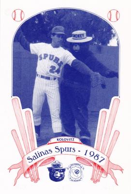 1987 Salinas Spurs Smokey #28 Mike Kolovitz Front