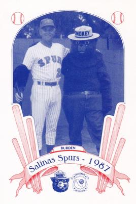 1987 Salinas Spurs Smokey #29 John Burden Front