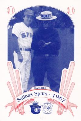 1987 Salinas Spurs Smokey #32 Greg Mahlberg Front
