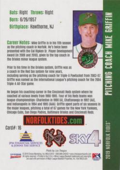 2019 Choice Norfolk Tides #16 Mike Griffin Back