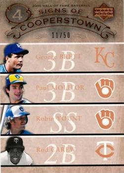 2005 Upper Deck Hall of Fame - Signs of Cooperstown Quads #BMYC George Brett / Paul Molitor / Robin Yount / Rod Carew Front