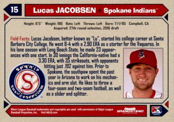 2017 Grandstand Spokane Indians #NNO Lucas Jacobsen Back