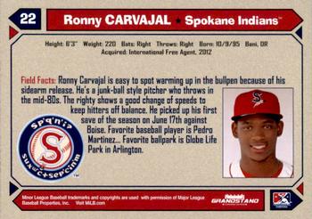 2017 Grandstand Spokane Indians #NNO Ronny Carvajal Back