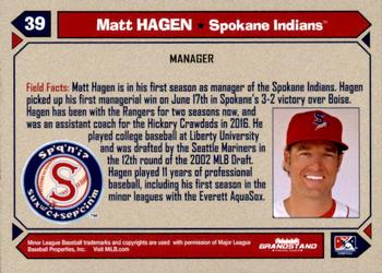 2017 Grandstand Spokane Indians #NNO Matt Hagen Back